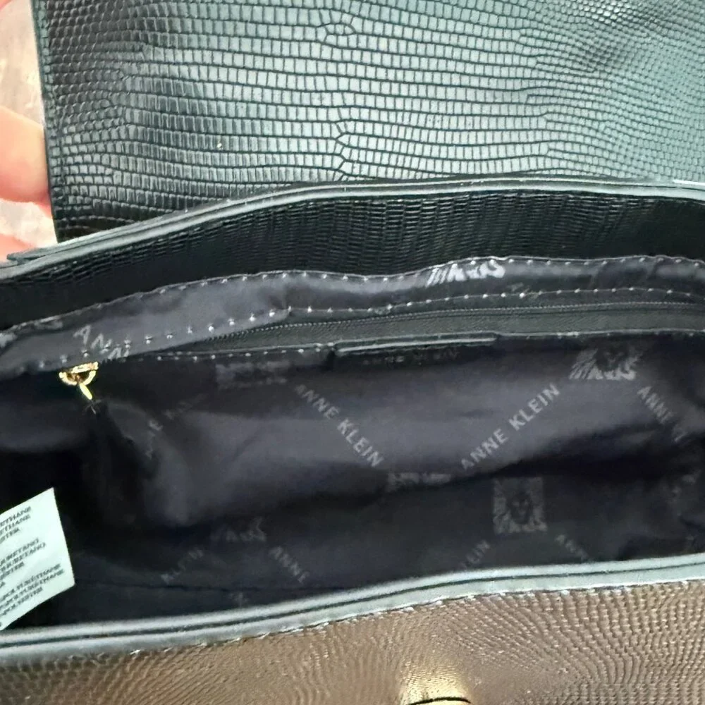 NWOT‎ Anne Klein Black Satchel Convertible Strap Handbag
